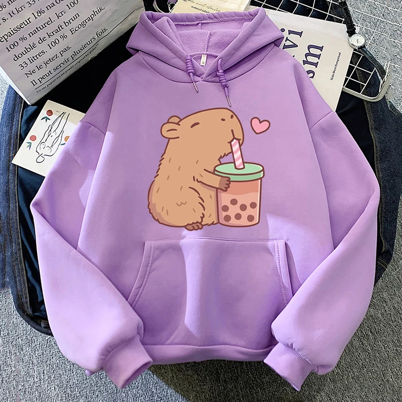 

Kawaii Bubble Tea Capybara Hoodie Women/Men Aesthetic Graphic Funny Hoodies Unisex Autumn Winter Harajuku Pullovers Sweatshirts