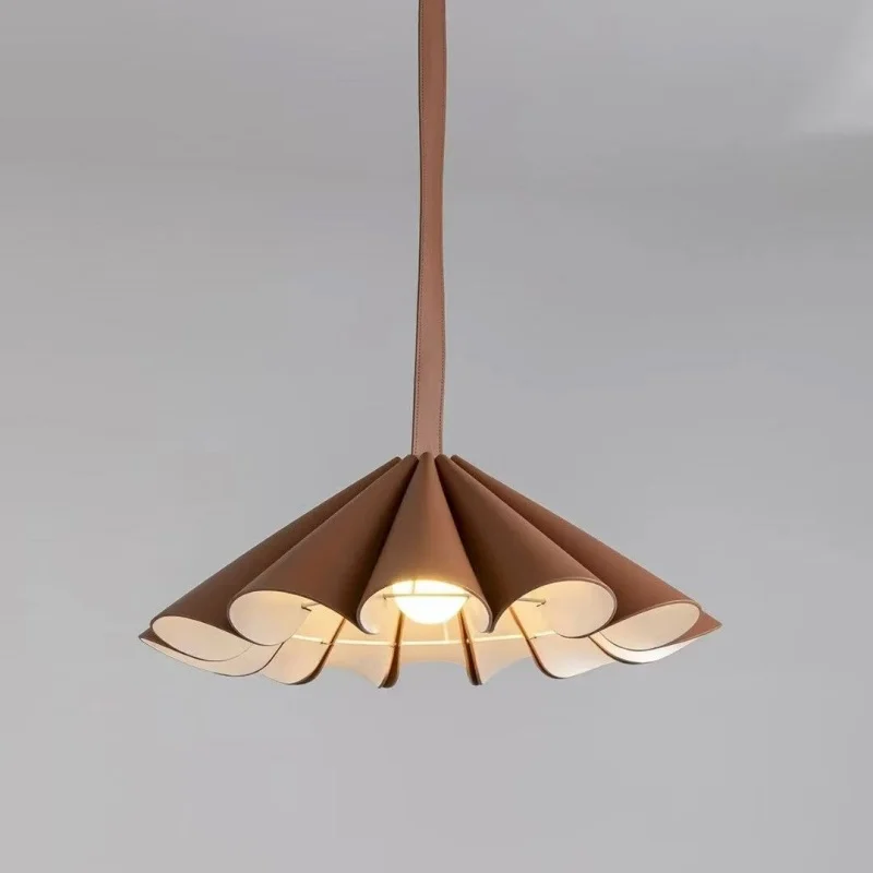 Modern Leather Scroll Flower Restaurant Pendant Light Vintage Hotel Sales Department Designer Artistic Bedroom Atmosphere Light