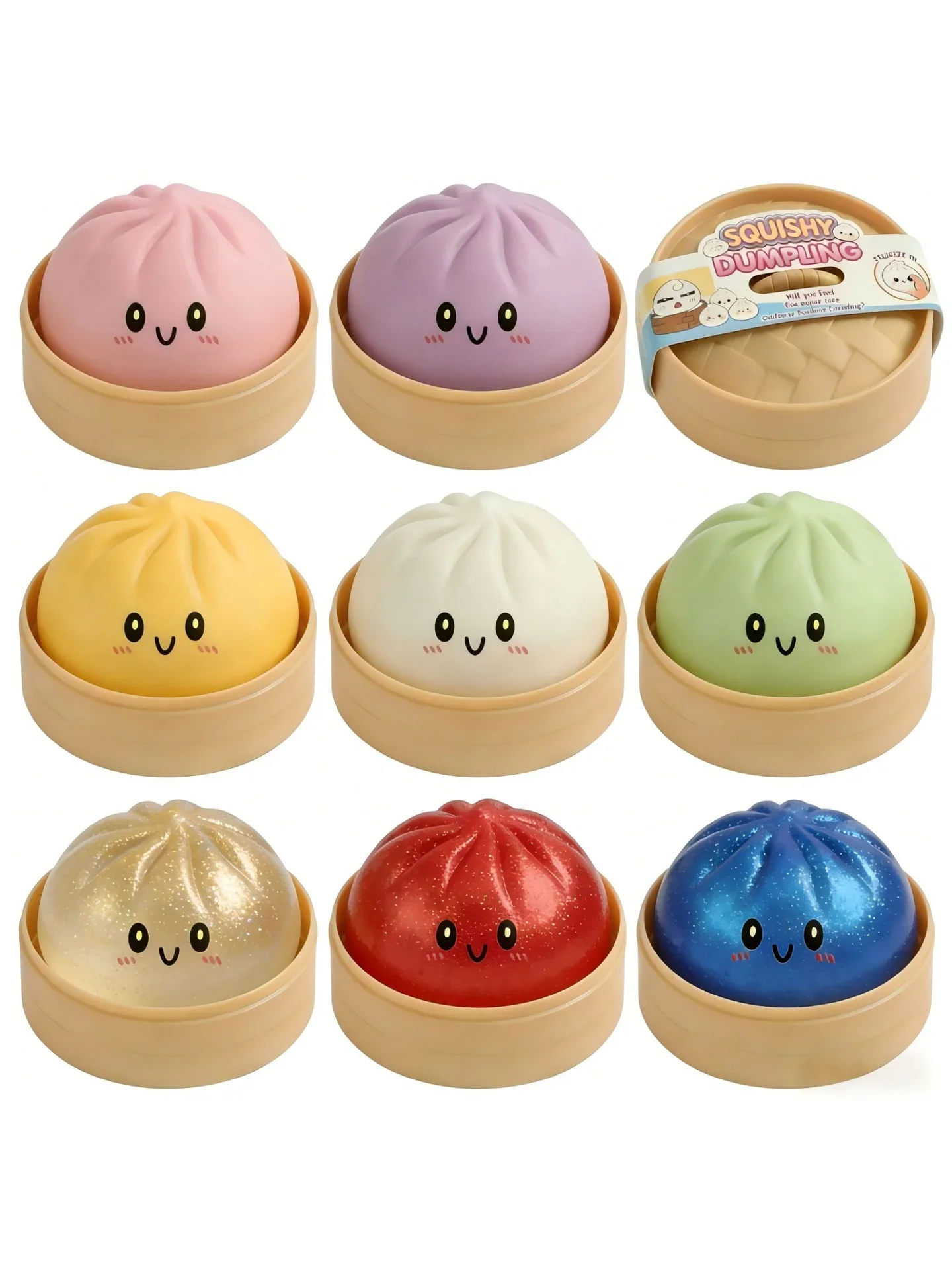 Reuze Squishies Dumpling Bun Speelgoed, Langzaam Stijgende Glitter Dumpling Stressbal, Stressverlichtende Fidget Toy voor Thuis, Kantoor en Reizen - afbeelding 2
