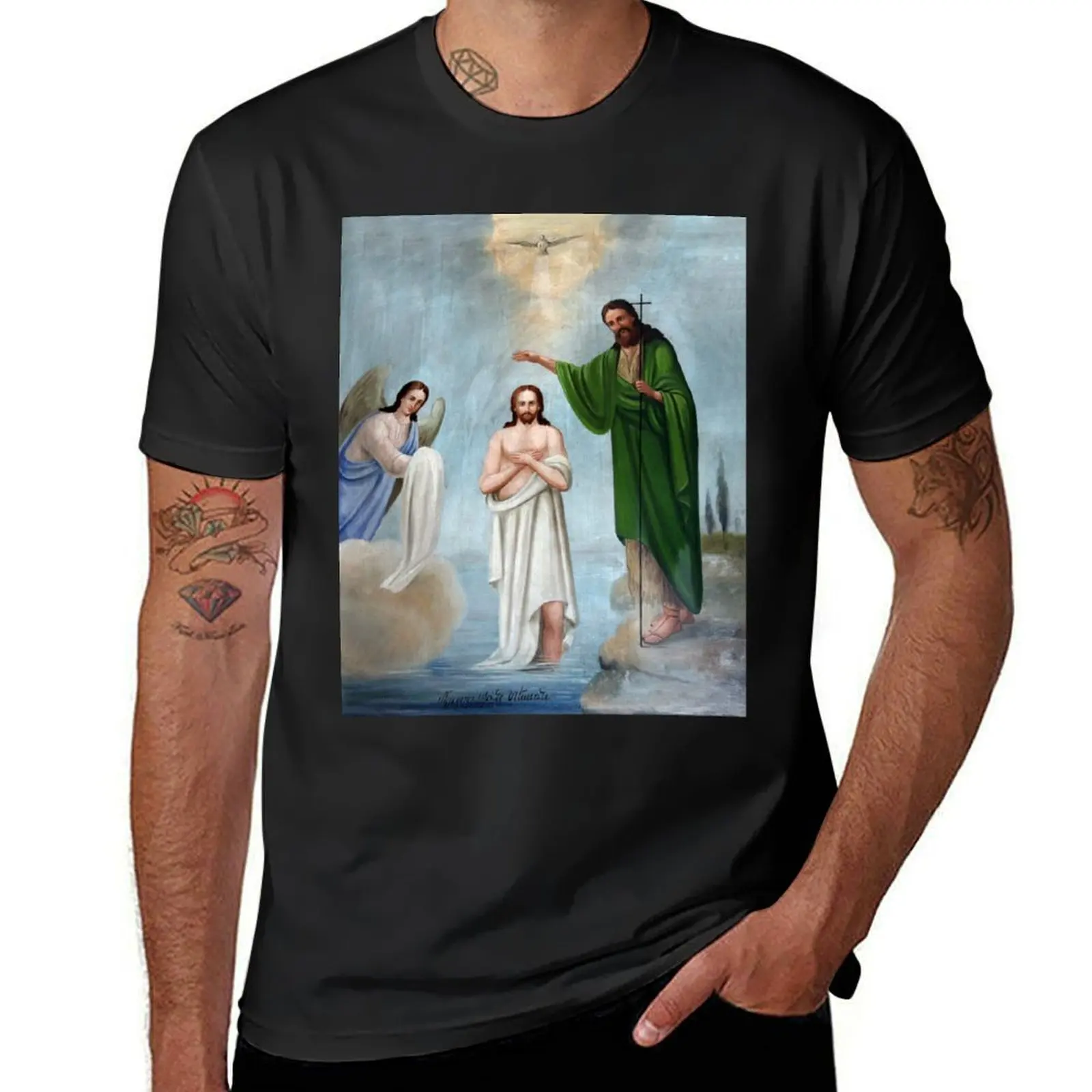 The Baptism Painting T-Shirt customs animal prinfor boys graphics Men's t-shirt