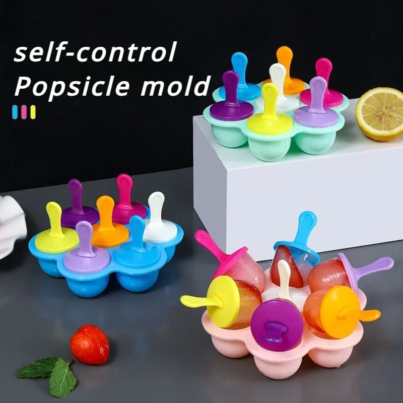 7-hole spherical popsicle mold DIYcute homemade ice cream fruit milk shake mold ice cube mold for home use Kitchen accessories