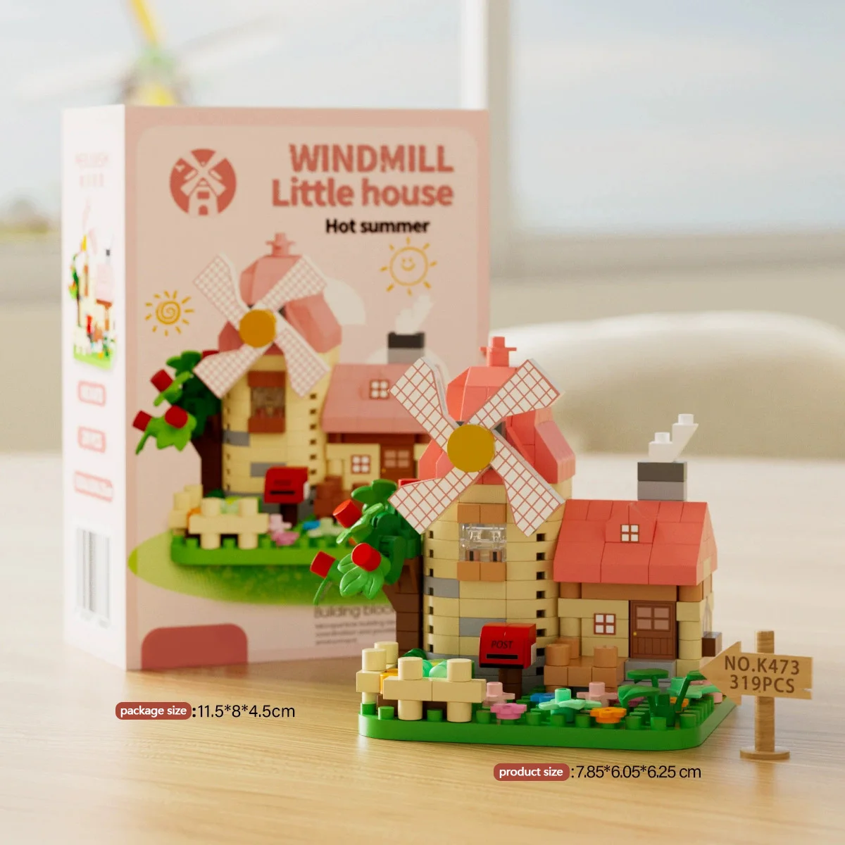 MOC Windmill Cottage Micro Building Blocks Kit Wooden House Hut Log Cabin Bricks Toys for kids Gift