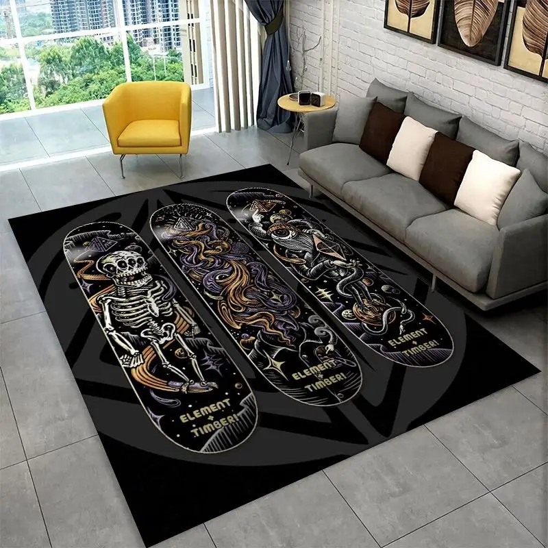 Classic Boardsport E-Element Skateboards Living Room Non-Slip Area Rug Soft Carpet for Bedroom Playroom Sofa,Home Decor Doormat