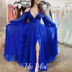 Sexy Prom Dress For Women Spaghetti Straps V Neck Lantern Sleeve Evening Gowns A Line Floor Length Party Dresses فساتين سهرة