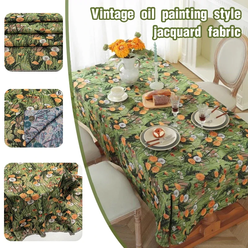 100X148Cm Oil Painting Floral Jacquard Fabric Yarn-Dyed Patterned Diy Dress Clothing Table Cloth Sofa Cushion Material Diy Craft