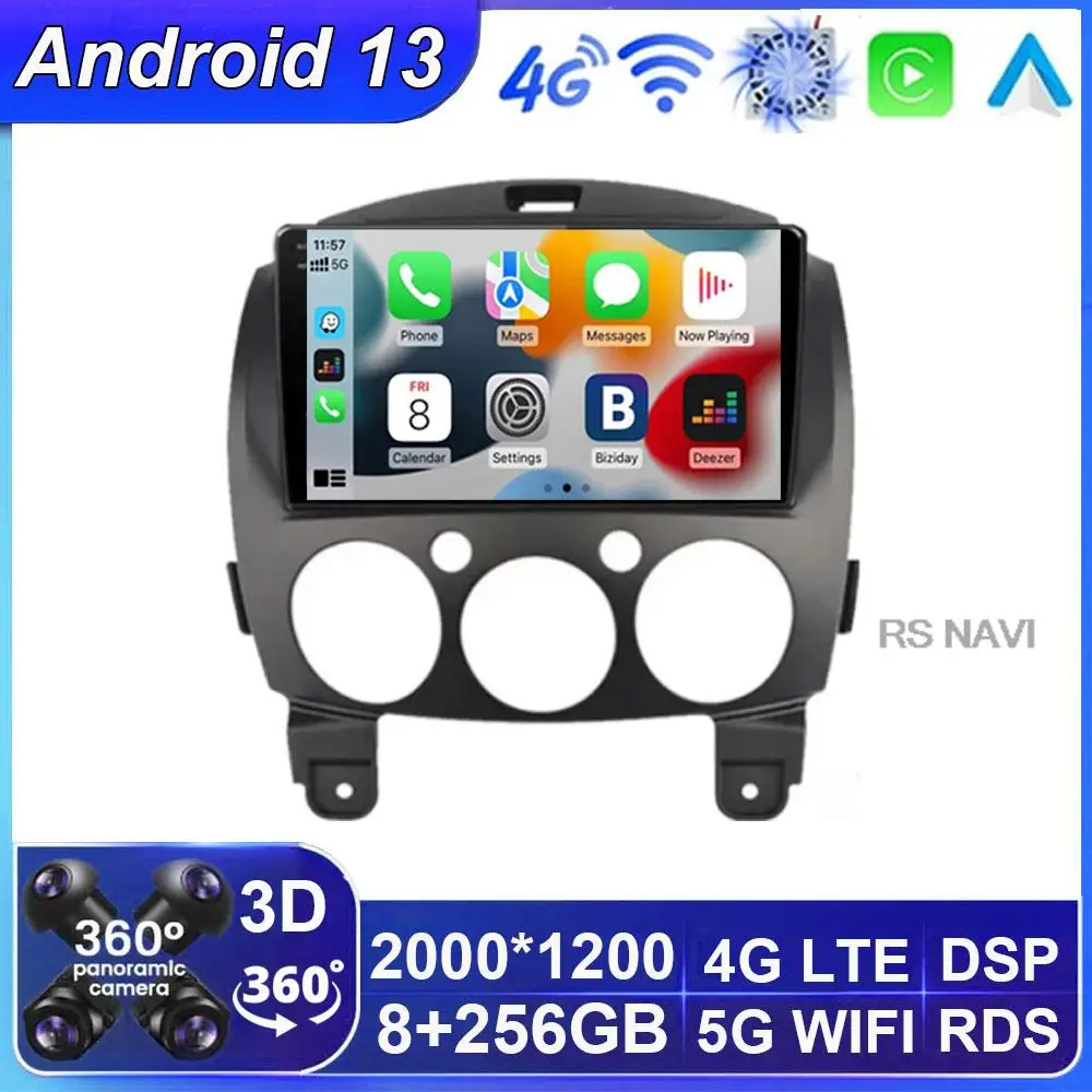 

Android 13 Car Radio For MAZDA 2 Mazda2 2007 - 2014 Multimedia Video Player Navigation GPS 4G Carplay Auto Stereo Head NO 2 Din