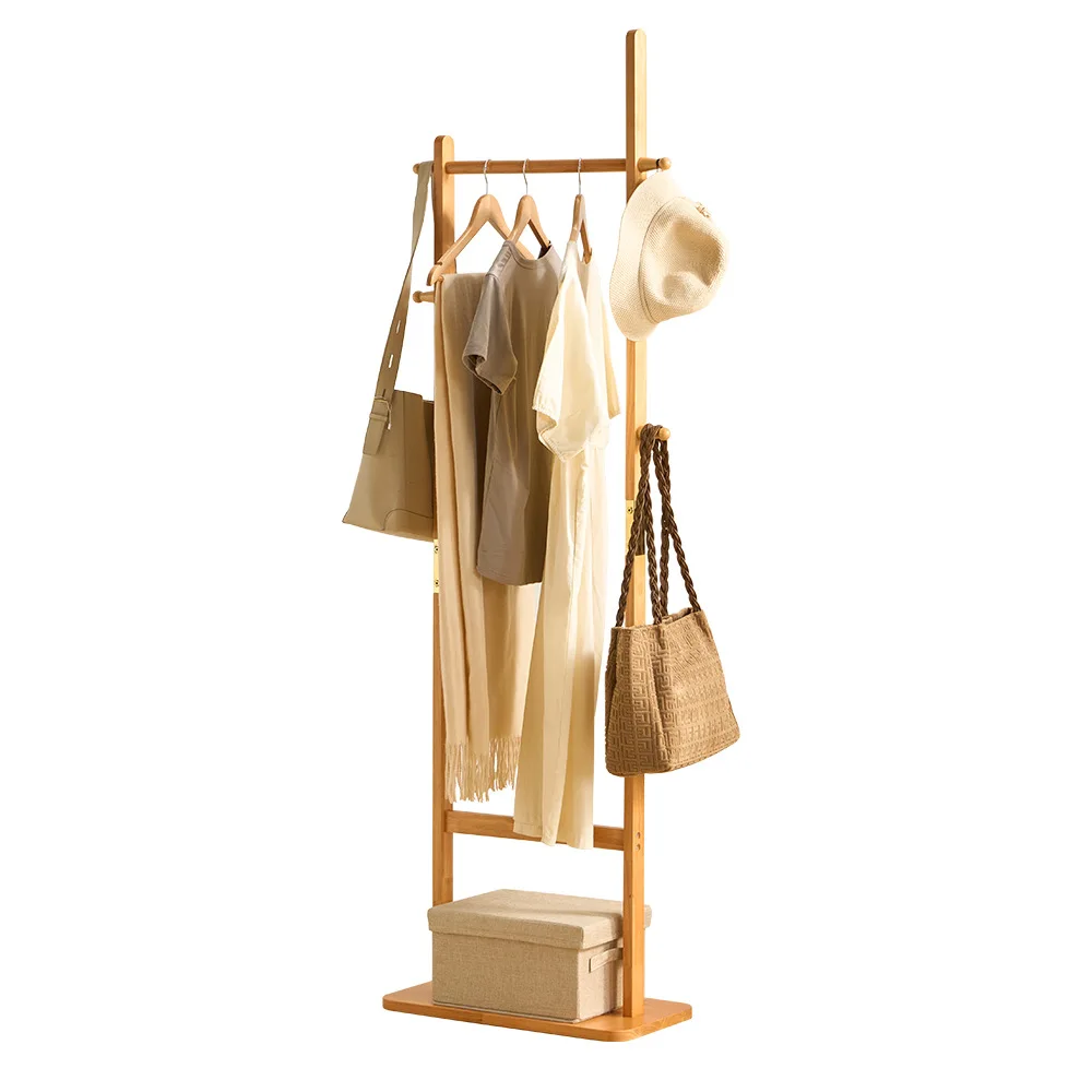 Hanger floor to ceiling bedroom hanger vertical coat rack simple hanger solid wood