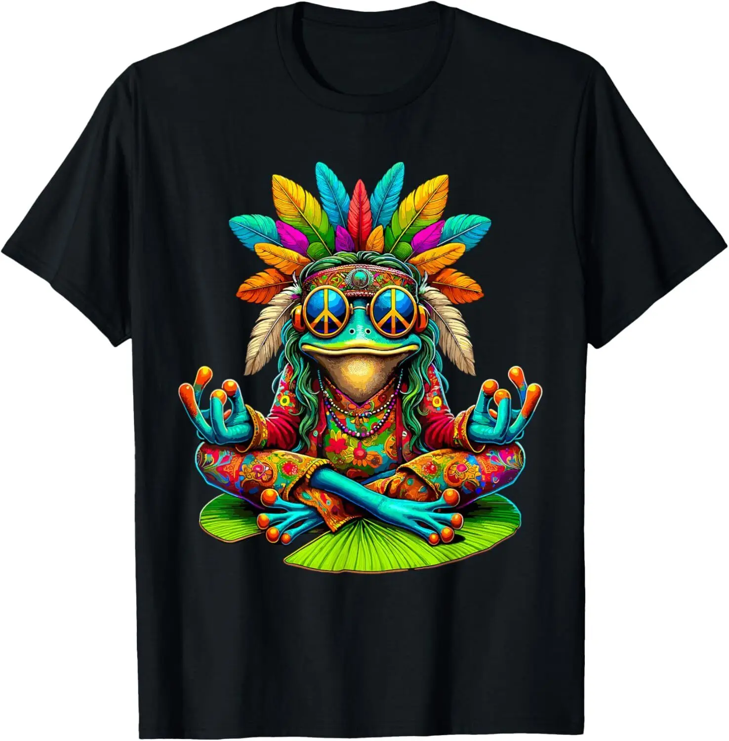 Frog Peace Sign Sunglasses Hippie T-Shirt