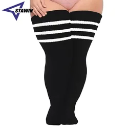 1 Paar Plus Size Damen Oberschenkels ocken für dicke Oberschenkel-extra lange gestreifte dicke über den Knies trümpfen-Bein wärmer Stiefels ocken
