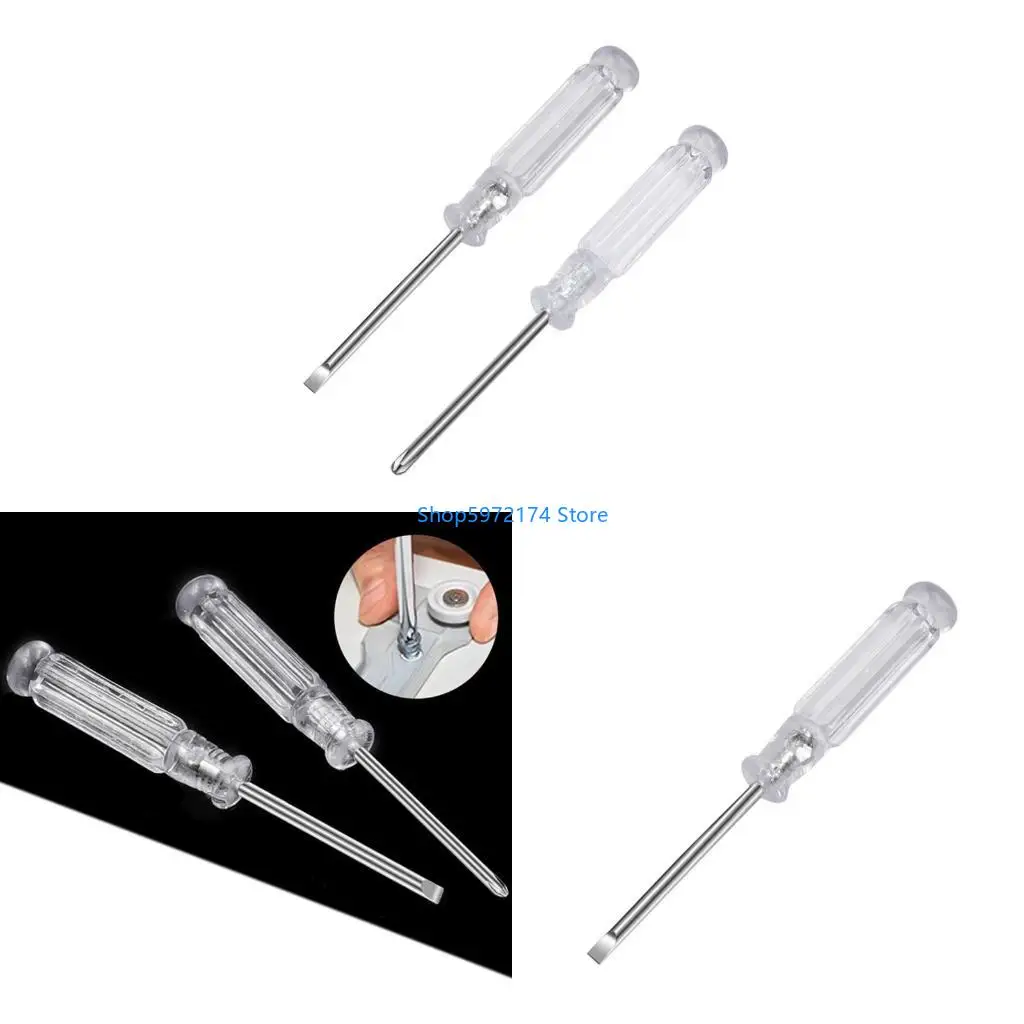 Y3NB Transparent Crystal Screwdriver 3.0mm Slotted Screwdriver with Plastic Handle & Carbon Steel Blade Manual Tool