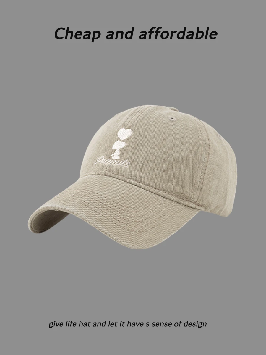Embroidered baseball hat spring and summer outdoor leisure shading curved brim showing face peaked hat tide