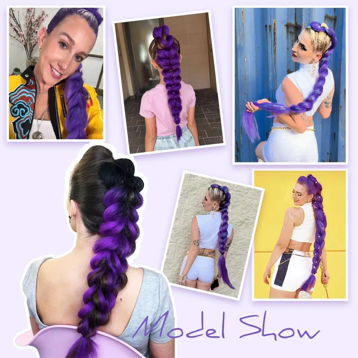 26 بوصة الاصطناعية Skpop الأرجواني ذيل حصان شعر مستعار تأثيري الضوء الأحمر الأرجواني الداكن الأرجواني النمر الفم كليب ذيل حصان