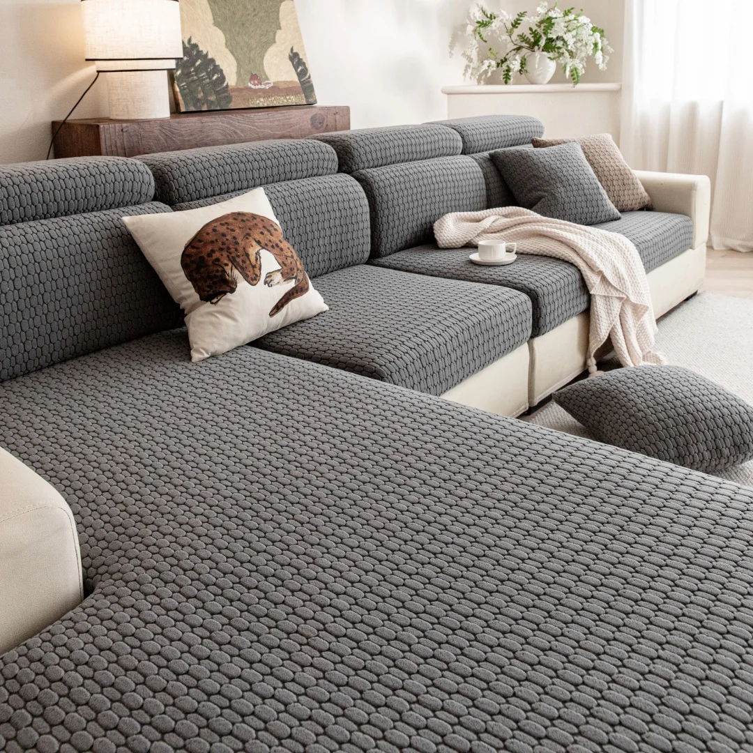 Verdickter Dehnbarer Polar-Fleece Sofabezug Moderner Couchschutz, Elastischer Überzug für Wohnzimmer Universell Passend für Alle Jahreszeiten