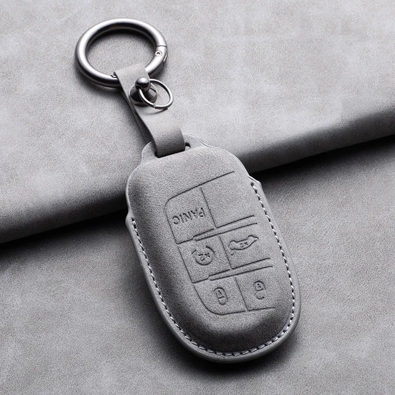 For Jeep Commander Grand WK2 KL BU MP Dodge Chrysler 200 300C  Leather Car Key Cover Case Shell Keychain Keyring Car Accessories