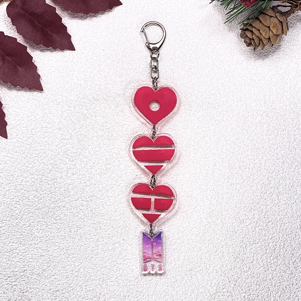 1/7Pcs Korean K-Pop Fan Boy Band Bangtan Boys Keychain Accessories Acrylic Charms Pendant For Bag Key Holder Backpack Decoration