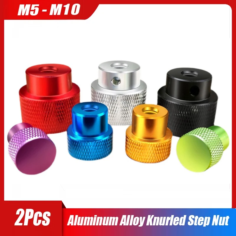 

M5 M6 M8 M10 Through-Hole/Blind Hand Nut Aluminum Alloy Krasled Step Nut With Ring Thumb Nut Black/Red/Aluminum 2Pcs