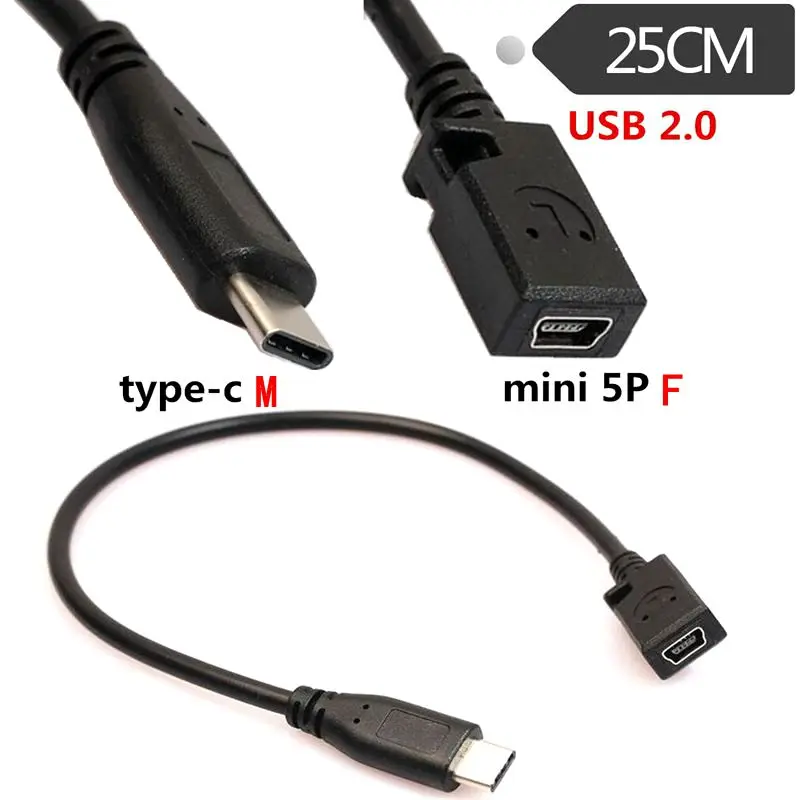 Type-C Public To Mini 5Pin Female Micro 5P Female Phone Data Adapter Cable USB 3.1 Data Cable