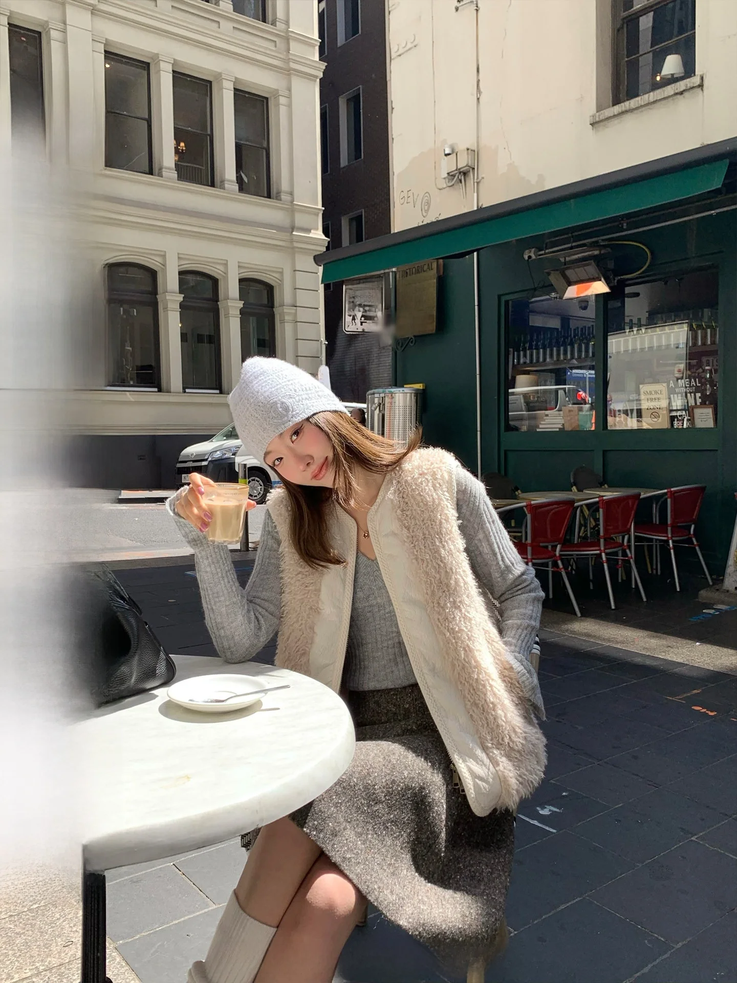 

Ranwear White Du down Teddy Fce Patchwork Leather Vest Women's Commute Sle Loose Fit 90% down Warm Thiened Vest