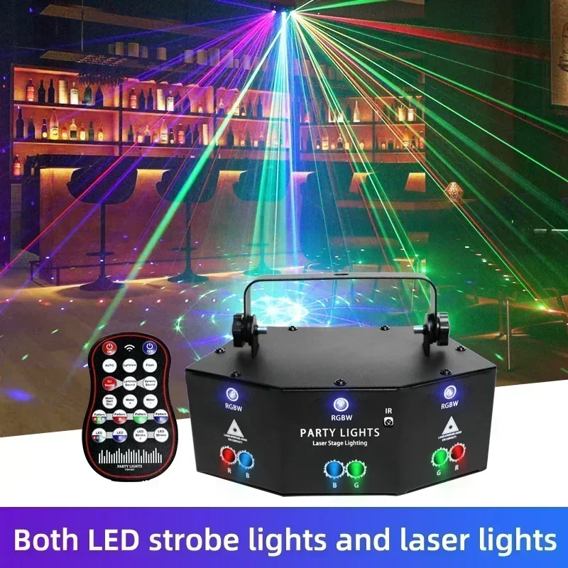 Terbaru RGB 9-eye efek pencahayaan panggung KTV pengendali jarak jauh lampu kilat dalam ruangan Bar kinerja pesta suasana disko lampu Laser