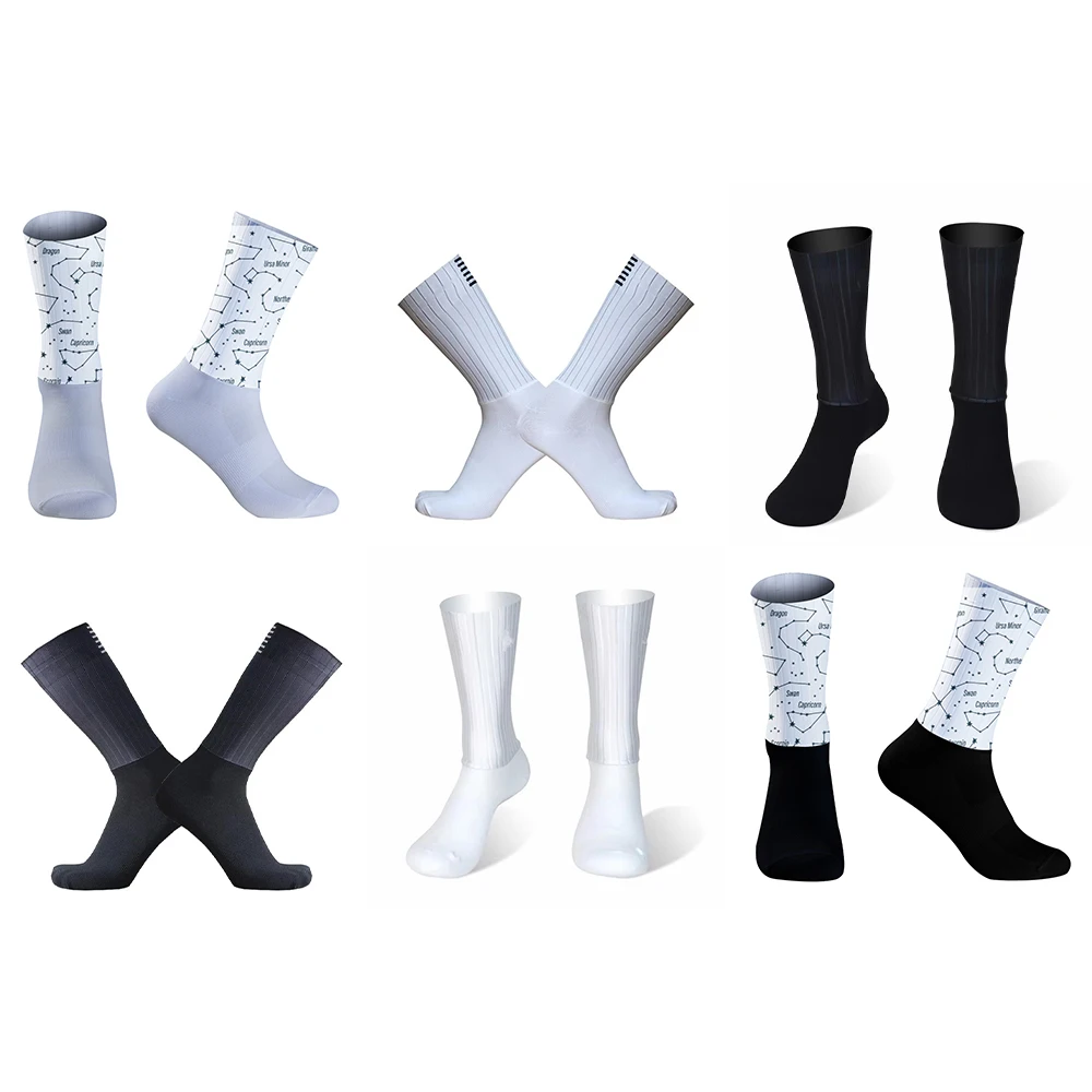 

2024 New Summer Aero Cycling Bike Socks Team Silica Gel Non-slip Breathable Pro Sports Socks Men Women