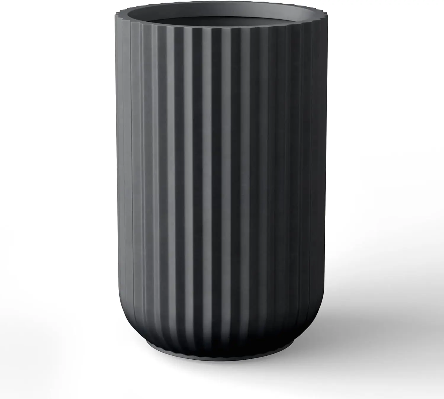 Large Round Column Black Concrete Planter 21.7