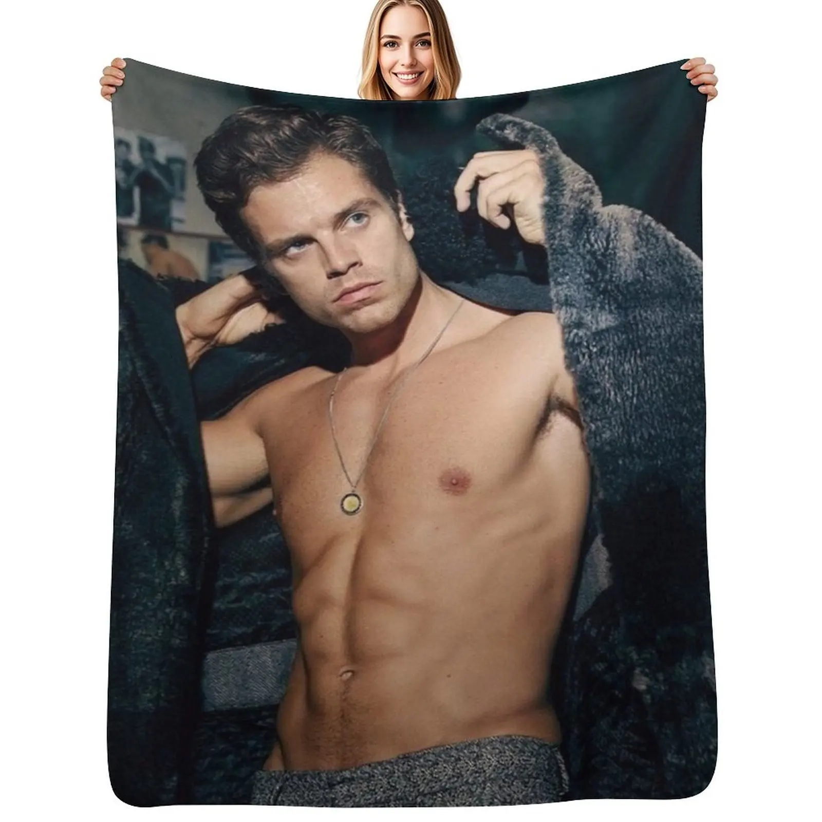 

Sebastian Stan Throw Blanket Flannel Softest heavy to sleep Blanket