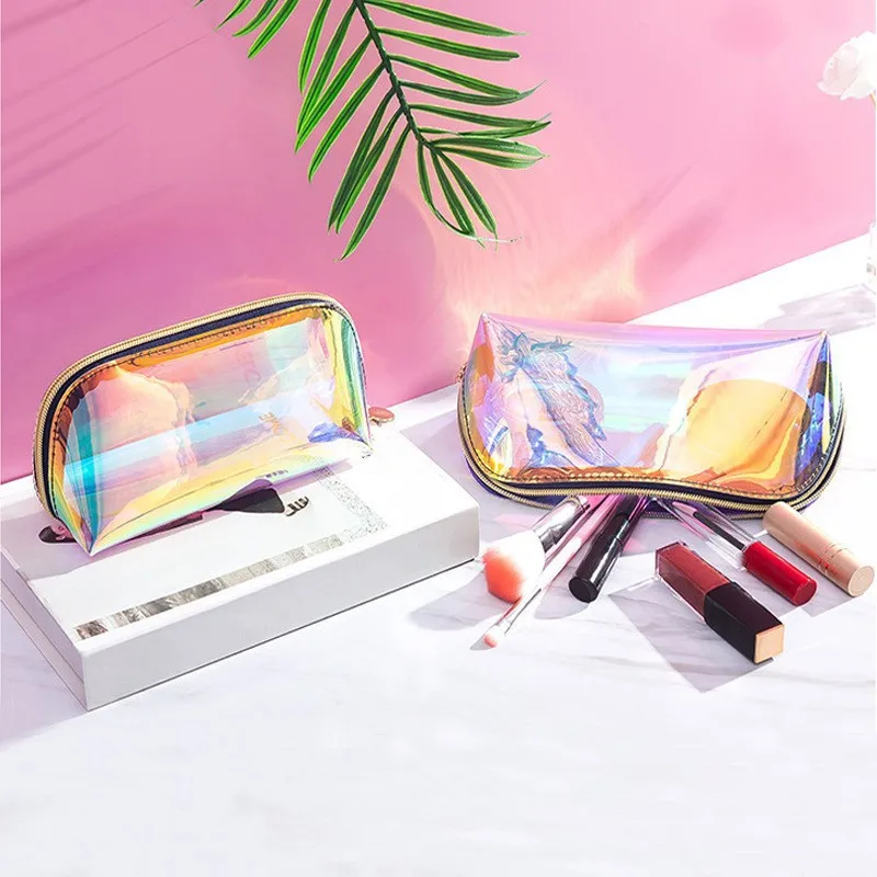 Laser Deisgn Cosmetic Bag Travel Organizer Women Waterproof Jelly Bag PVC Makeup Bag Toiletry Bag Small Zipper Bags Storage Bag