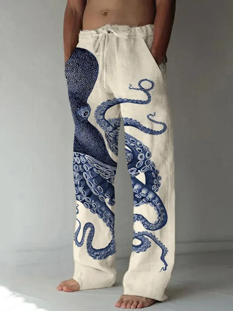 

Octopus Full Length Wide Leg Pants Printed Hipster Harajuku Summer Joggers Trousers Streetwear Sweatants Men Women Clothing