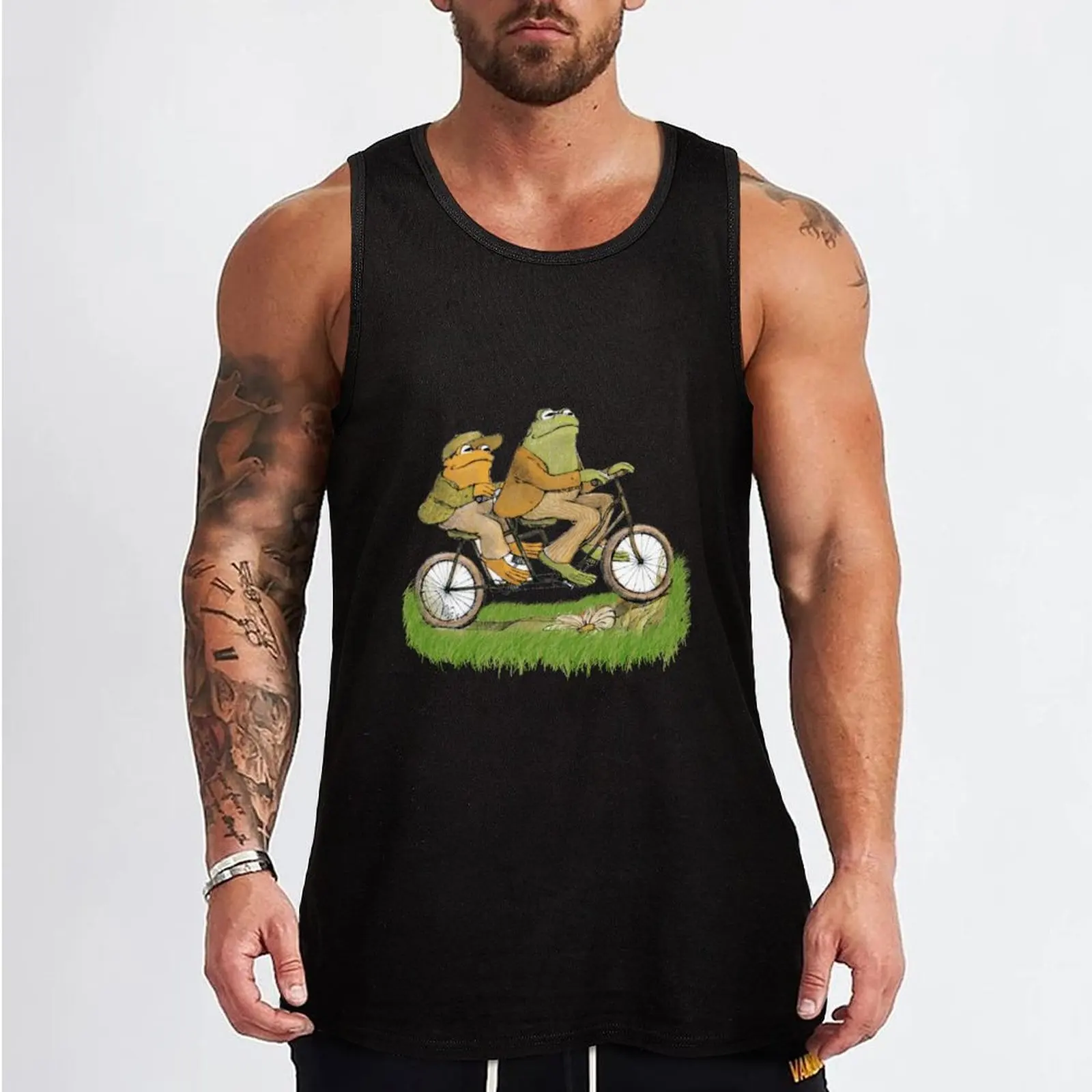 frog and toad on the bike Tank Top Men's sleeveless t-shirt summer clothes for men clothes for men summer Men's summer clothes