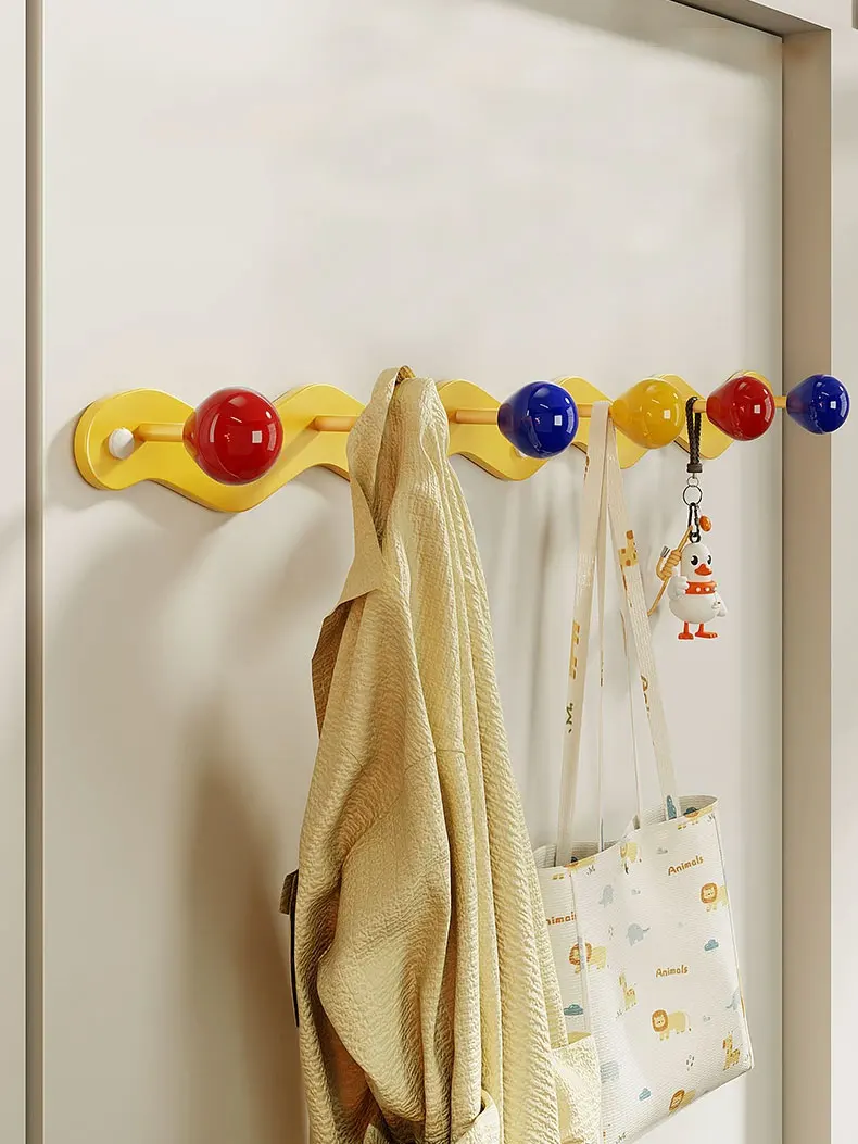 Entranceway Clothes Hangers Colorful Bathroom Towel Racks Children's Room Decor Hooks for Hanging Bags Keys Punch Installation