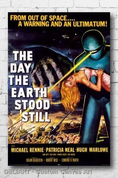 

THE DAY EARTH STOOD STILL - CLASSIC Canvas Movie Poster Custom Size Available Room Decoration Home Decor Wall Art