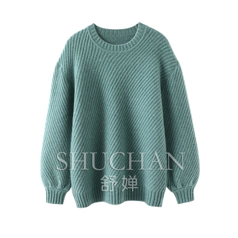 

Thick 100% Cashmere Sweater Women New Sueter Mujer Pullover O-Neck LOOSE High Street Womens Knitwear Top