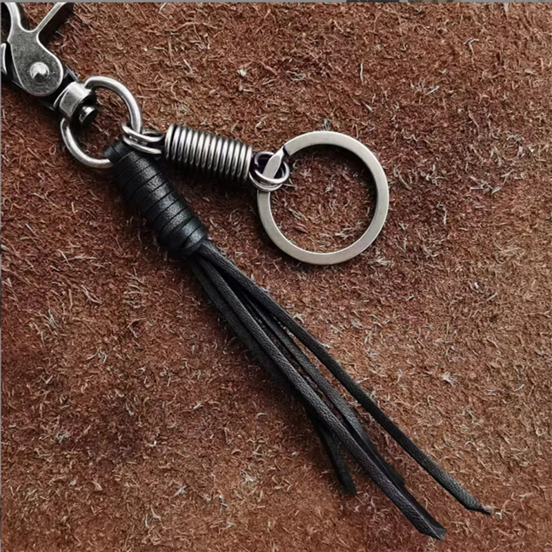 New Fashion Cowhide Tassel Key Chain Women Cute KeyChain Bag Accessory PU Leather Tassels Car Key Ring Fringe Jewelry