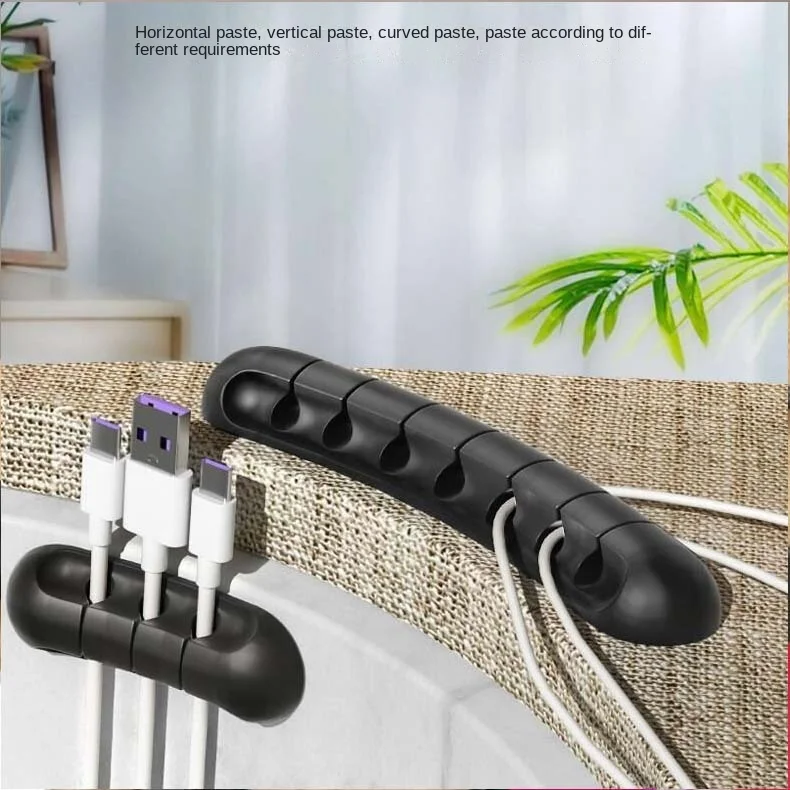 Selbstklebender Kabelhalter für Netzkabel, Feststehender Kabelorganizer für Stecker, Maus, Kopfhörer, Handy-Datenkabel, Kartenhalter, Silikon, Desktop – Detail 8