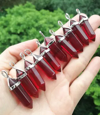 Natural Stone Quartz Crystal Lapis Tiger Eye Hexagonal Column Pendulum Pendant for Women DIY Charm Beads for Making Jewelry