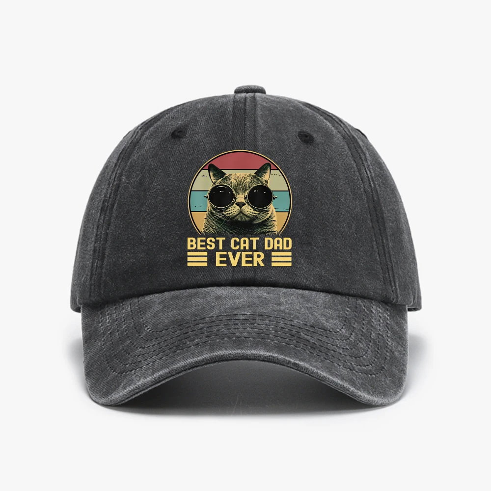 Best Cat Dad Ever Punch Male Female Washed Baseball Cap Fashion Breathable Soft Top Golf Adjustable hats