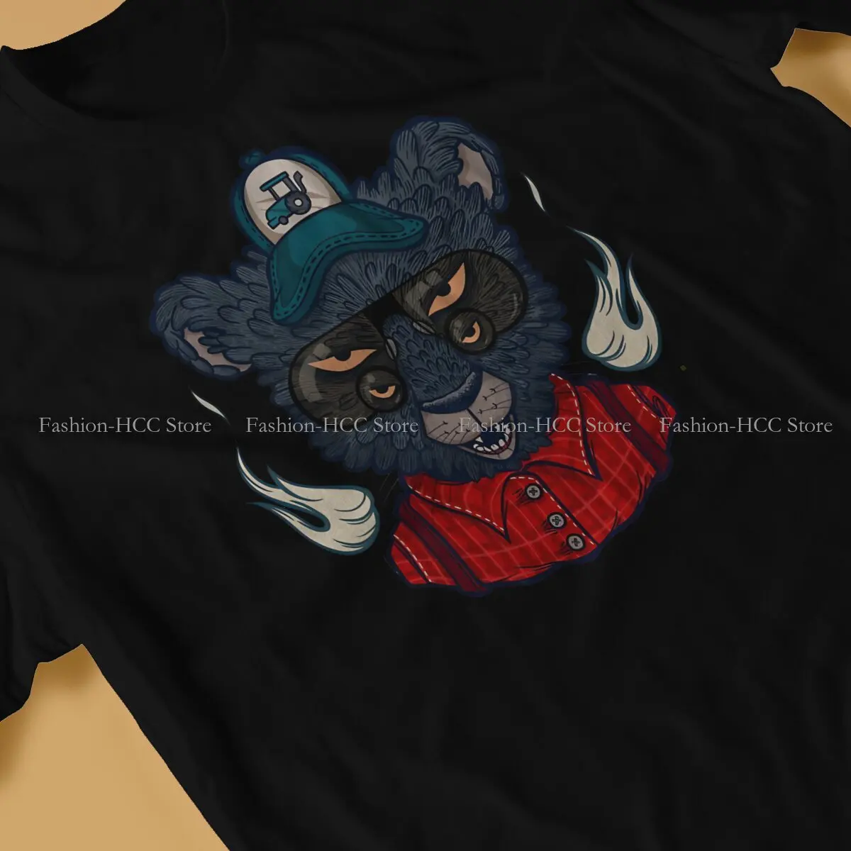 Smokey The Bear Trucker Hat Tshirt Harajuku Grunge Men's Blouses Tops Loose Cotton Crewneck T Shirt