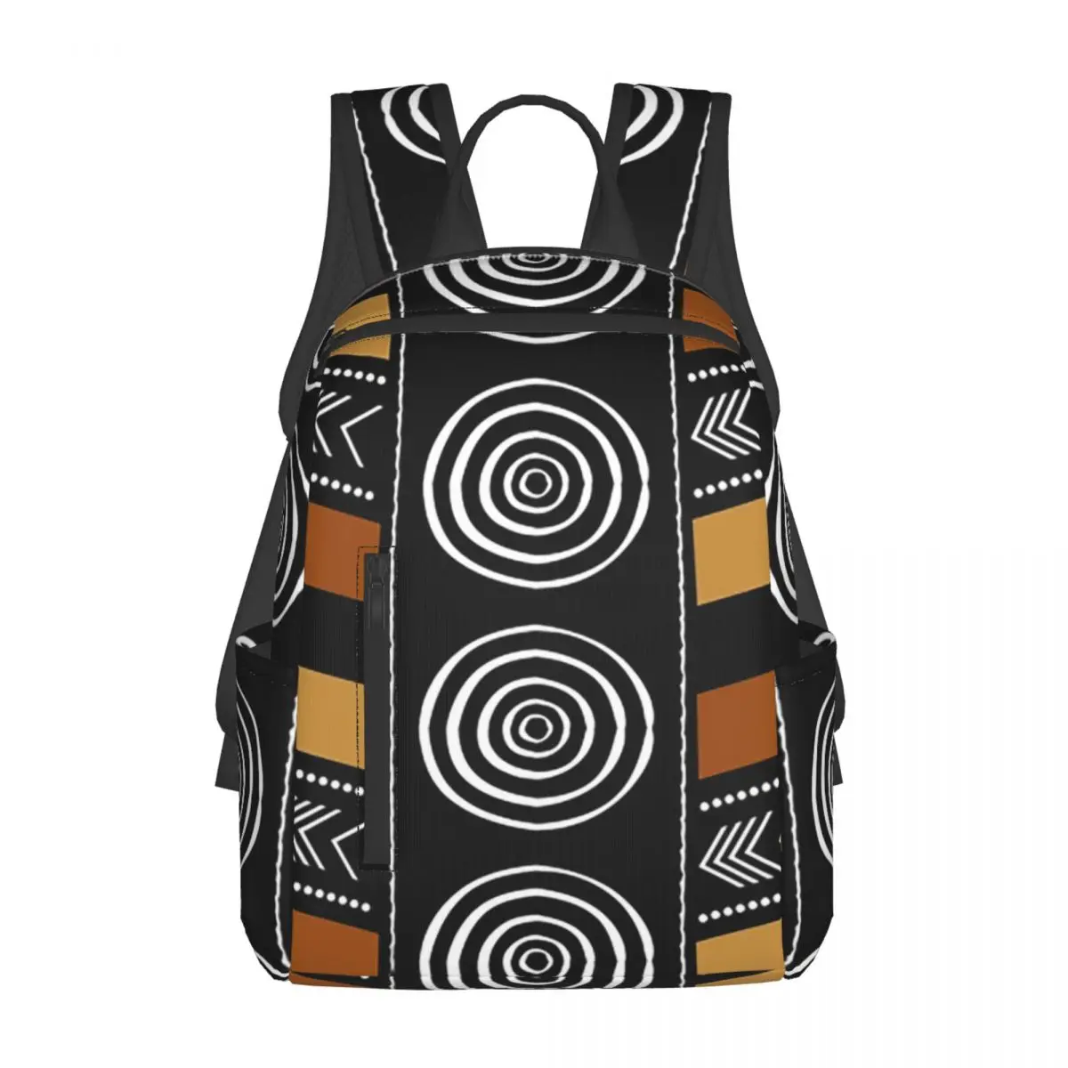 

African Mud Cloth Artwork Backpack Daypack Large Capacity Boys Girls BookBag School Bag Shoulder Bags for Men Women