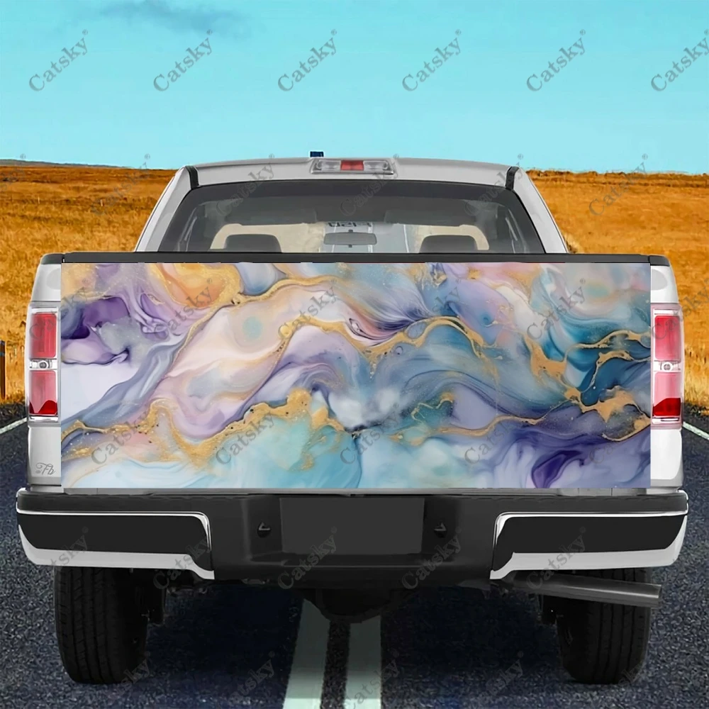 Natural Luxury Abstract Fluid Truck Tailgate Wrap Professional Grade Material Universal Fit for Full Size Trucks Weatherproof