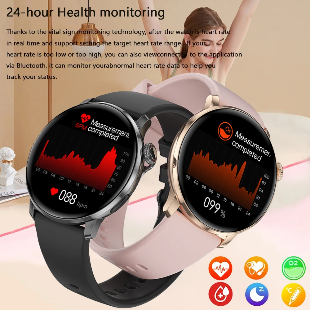 2025New Women's AI Smart Diagnosis Smart Watch HRV+PPG Blood Pressure & Oxygen Monitor IP68 Waterproof NFC Smartwatch for Xiaomi