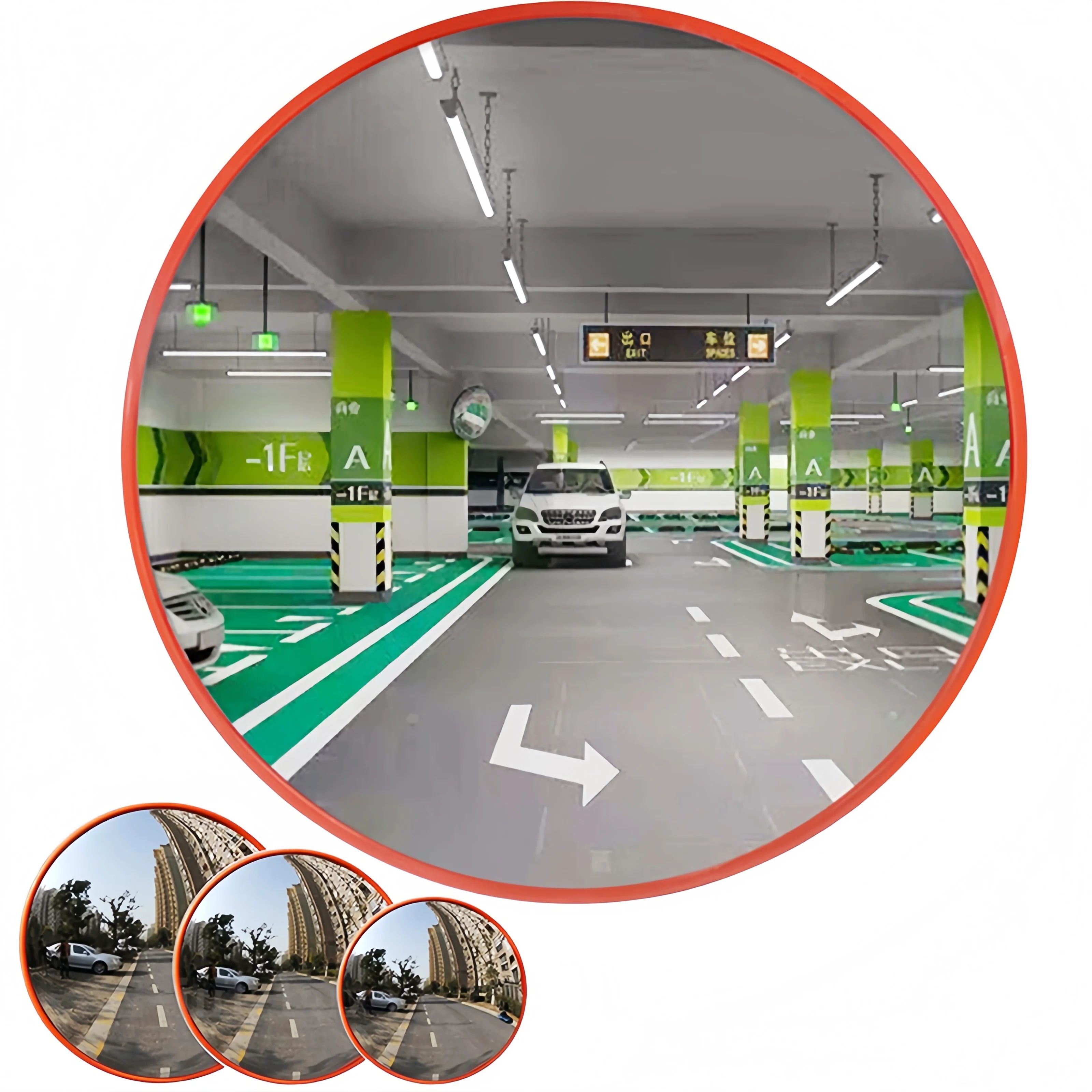 BRIEFNESS irrompible 130 ° Espejo convexo gran angular: espejo de punto ciego de seguridad para el tráfico para garaje, estacionamiento, almacén