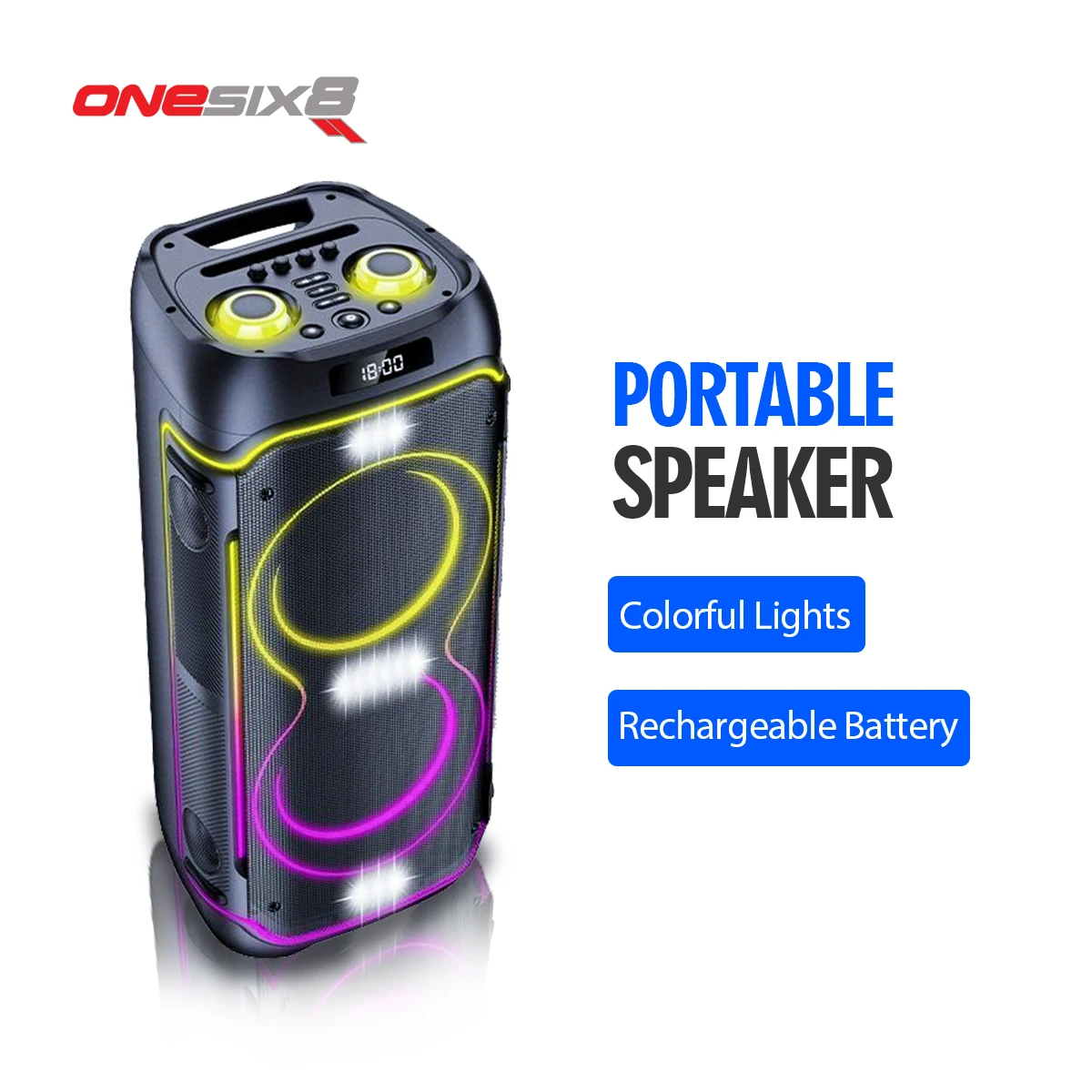 ลำโพงไร้สายพกพา PartyBox ของแท้พร้อมไฟ RGB LED สำหรับงานปาร์ตี้ดีเจและคาราโอเกะ เสียงเบสหนักแน่น