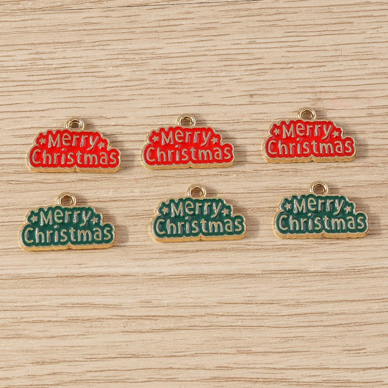 10 sztuk 20x12mm śliczne emalia wesołych świąt list Charms wisiorki do tworzenia biżuterii spadek kolczyki naszyjnik DIY akcesoria rzemieślnicze