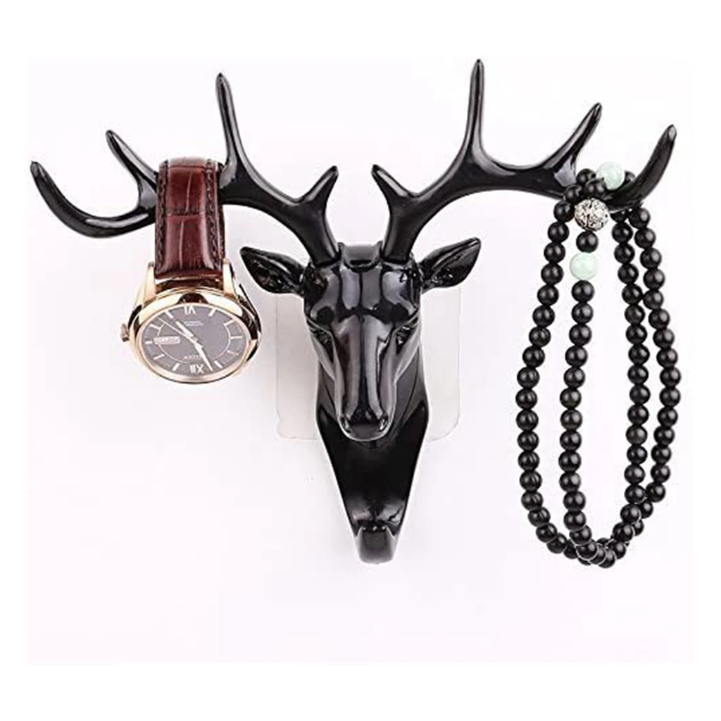 Llavero colgante de pared con cuernos de cabeza de ciervo, perchero para colgar ropa Vintage, sombrero, bufanda, llave, ciervo, decoración de pared