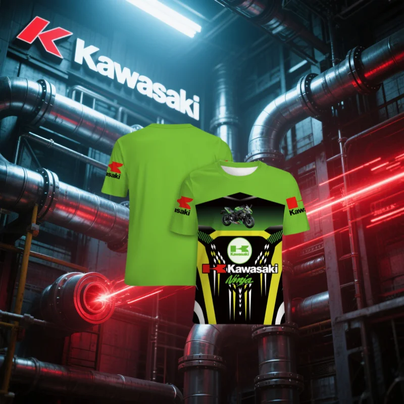 

Мужская футболка Kawasaki, мотоциклетная футболка, футболка для верховой езды, солнцезащитный крем, быстросохнущая, впитывающая пот, футболка с 3d принтом, летняя футболка
