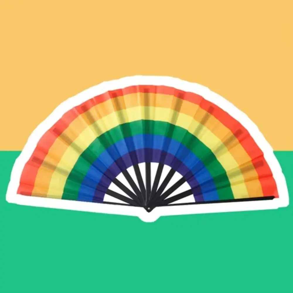 Gradient Colorful Rainbow Handheld Fan Cooling Portable Folding Dance Fan Decorative Easily Opened Chinese Kung Fu Fan