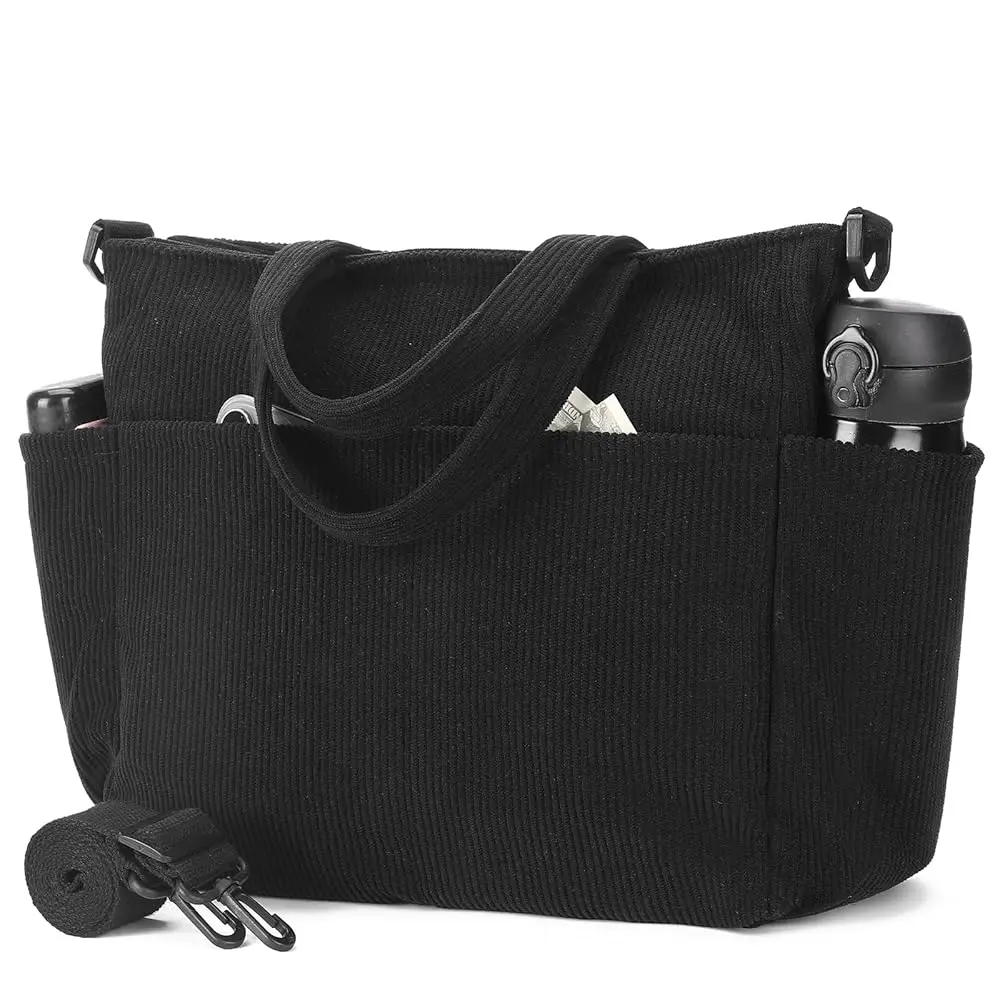 

Женская сумка-тоут из вельвета, легкая сумка через плечо с карманами на молнии для работы и шопинга