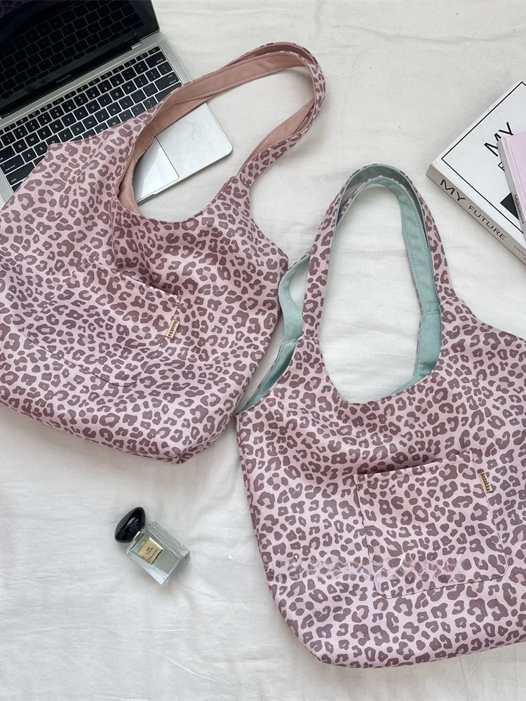 

Ретро-сумка через плечо из замши с леопардовым принтом, женская двусторонняя сумка-тоут, модная, элегантная, для ранней осени