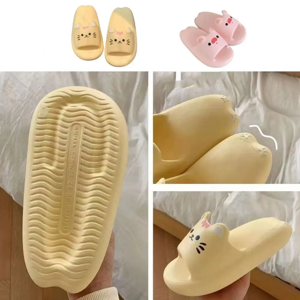 Belle pantofole di maiale gatto cartone animato Simpatiche pantofole antiscivolo Kawaii da donna Scarpe da spiaggia con suola morbida Sandali da donna