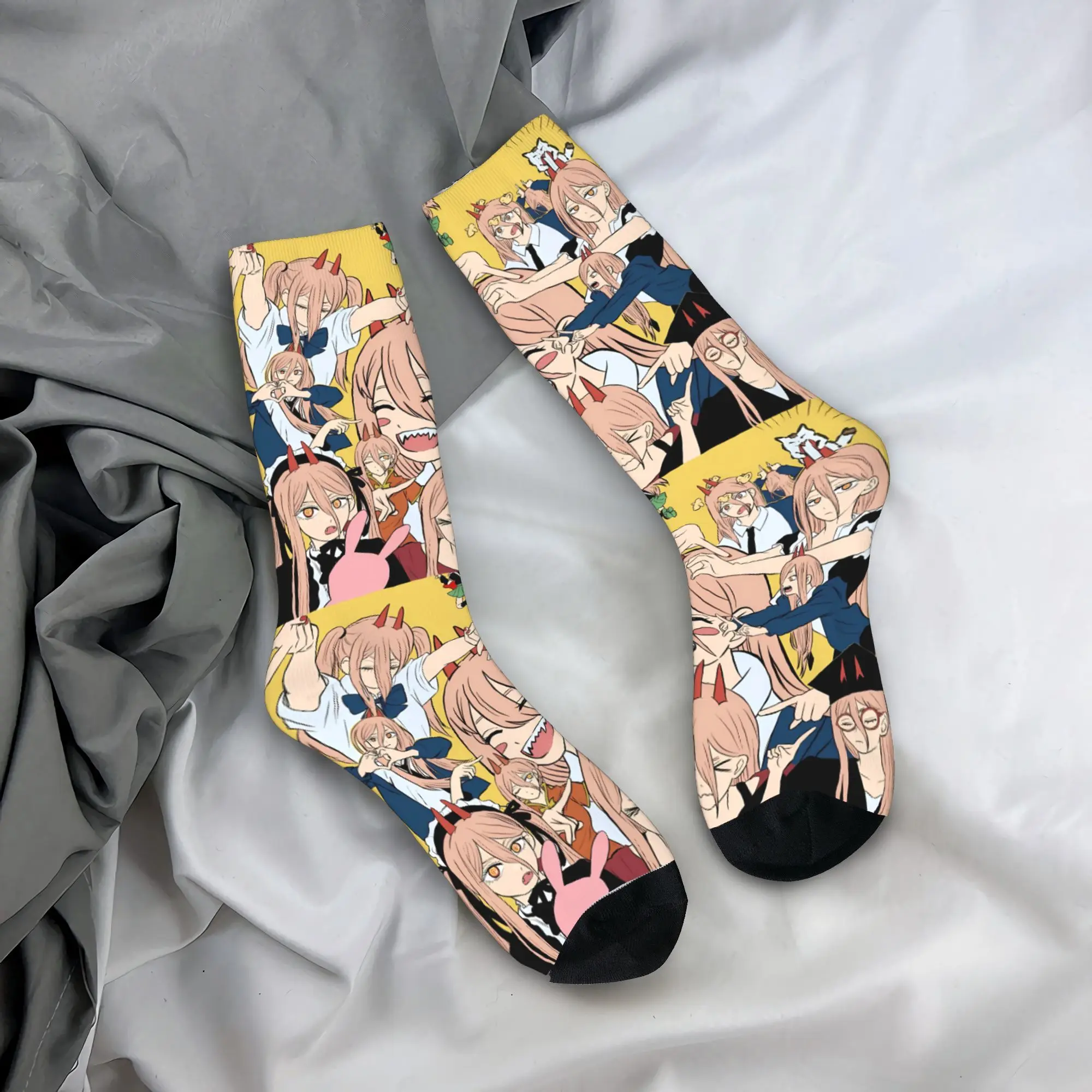 Power joyful manga Socks Chainsaws Mans Anti Bacterial Stockings Men Quality Skateboard Socks Spring Casual Custom Socks